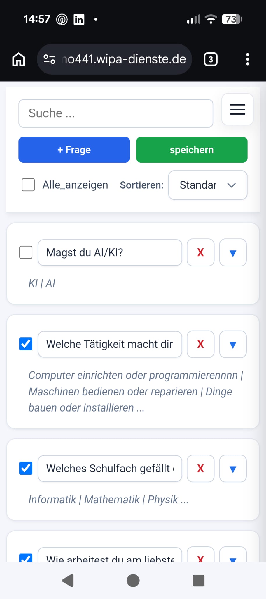 Fragen Liste